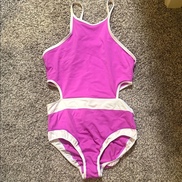 Zyia Pink and White One Piece Swimsuit Women medium gym swim beach new - Picture 2 of 5